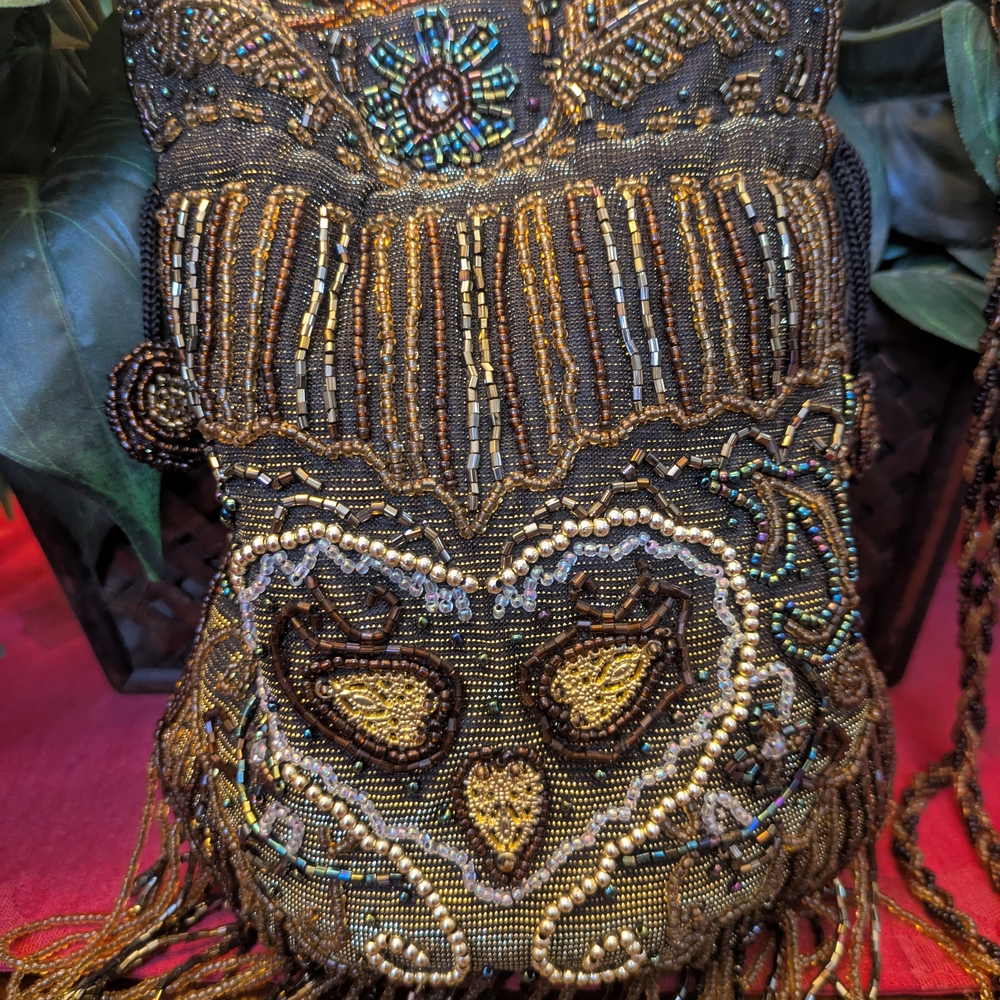 BEADED VICTORIAN Purse Renaissance Retro Drawstring Gothic Costume BEAUTIFUL - Picture 3 of 7